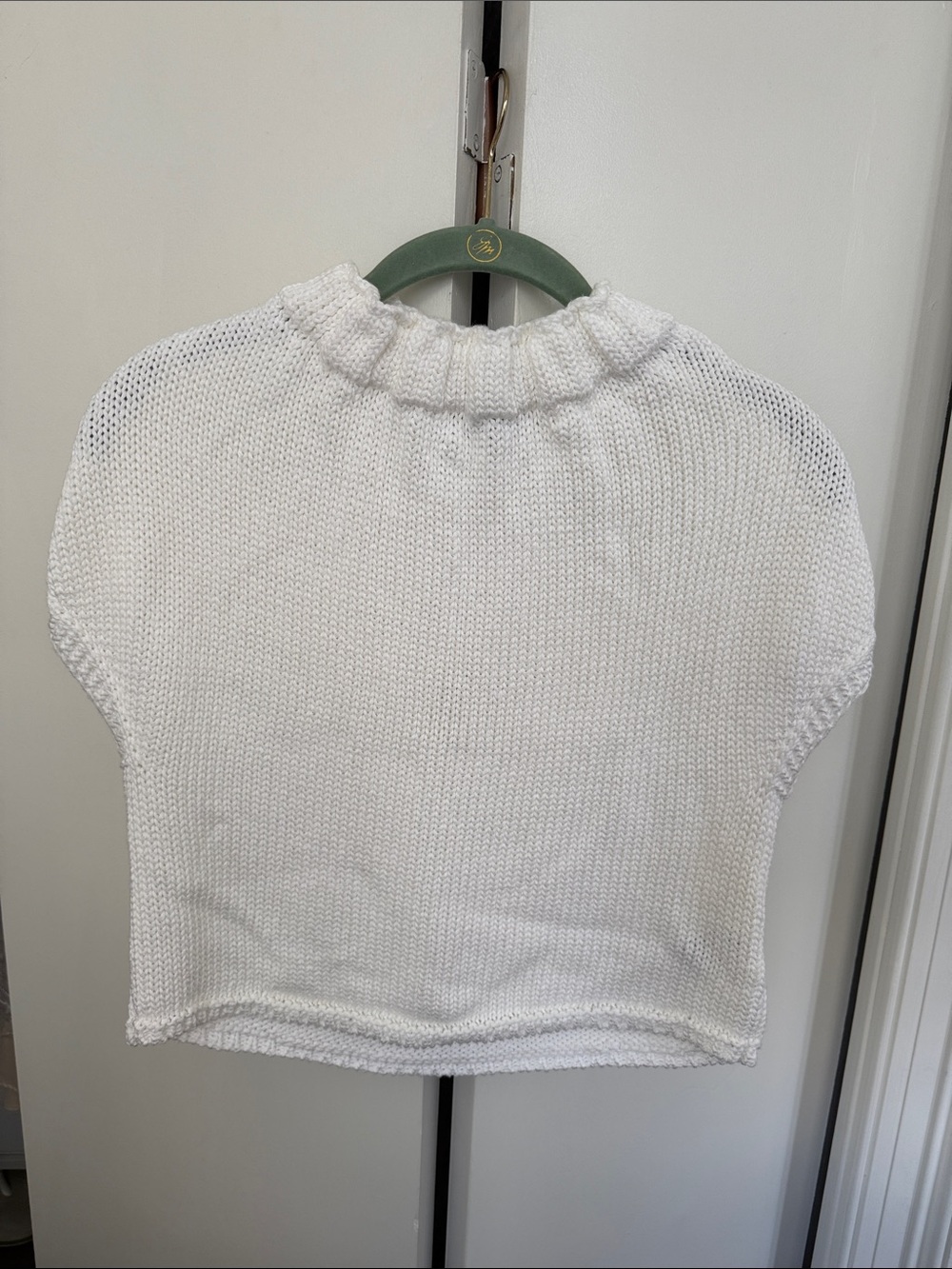 NWOT ZARA White Knit Cap-Sleeve Sweater Top